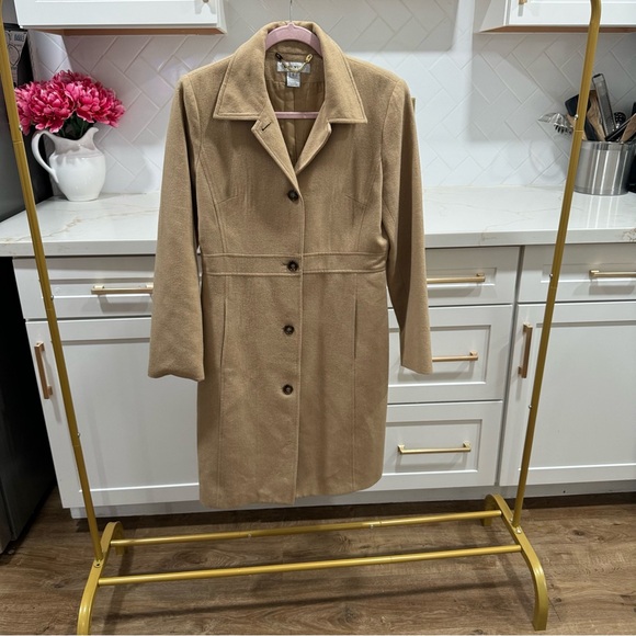 Nine‎ West Camel Tan Brown Wool Blend Coat Button Down Women's Size 4 - Picture 1 of 6